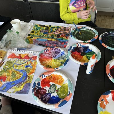 Kids creating art at Bellamy Cove Homeschool